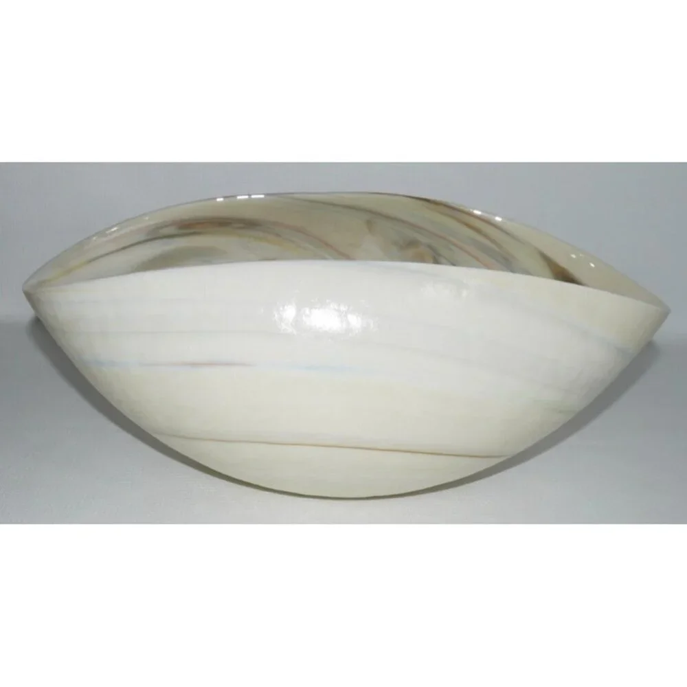 MURANO Venezia beige opalescence glass decorative bowl made in Italy 12.5 x 6.5